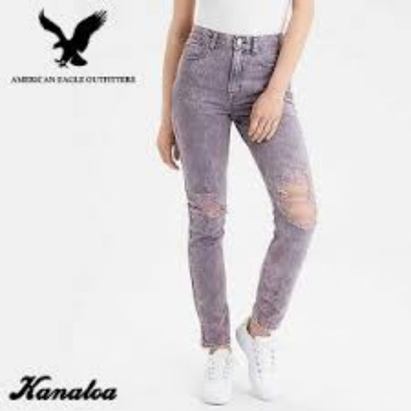 American Eagle Jeans 14 Reg Destroyed Lavender - Picture 1 of 4